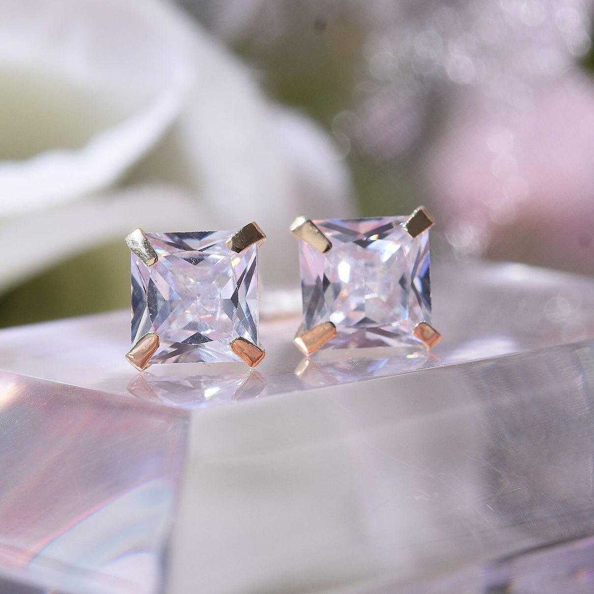 NY Close Out Deal- 9K Yellow Gold AAAA Cubic Zirconia Stud Earrings 7676214 2