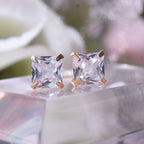 9K Yellow Gold Cubic Zirconia Solitaire Stud Earrings