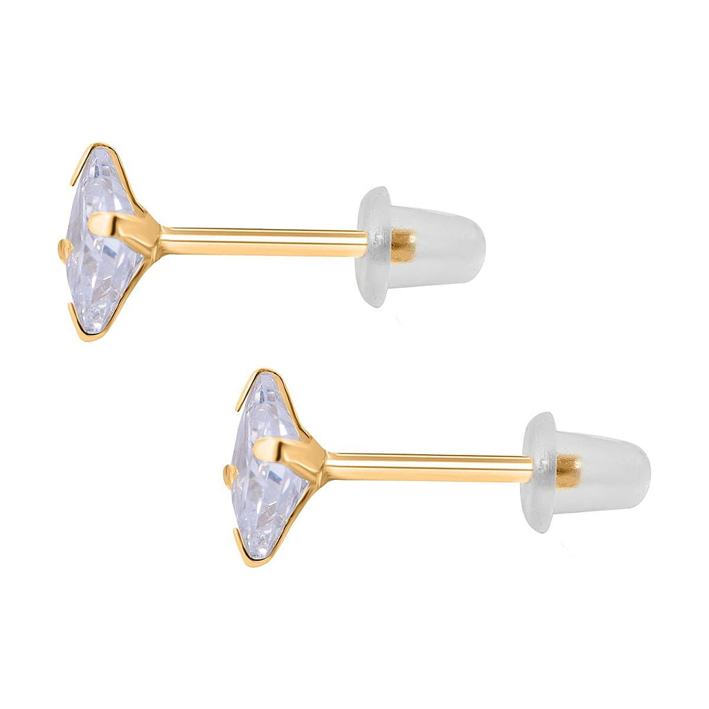 9K Yellow Gold Cubic Zirconia Solitaire Stud Earrings