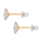 9K Yellow Gold Cubic Zirconia Solitaire Stud Earrings