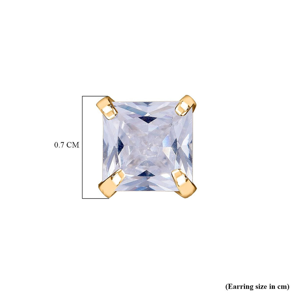 9K Yellow Gold Cubic Zirconia Solitaire Stud Earrings