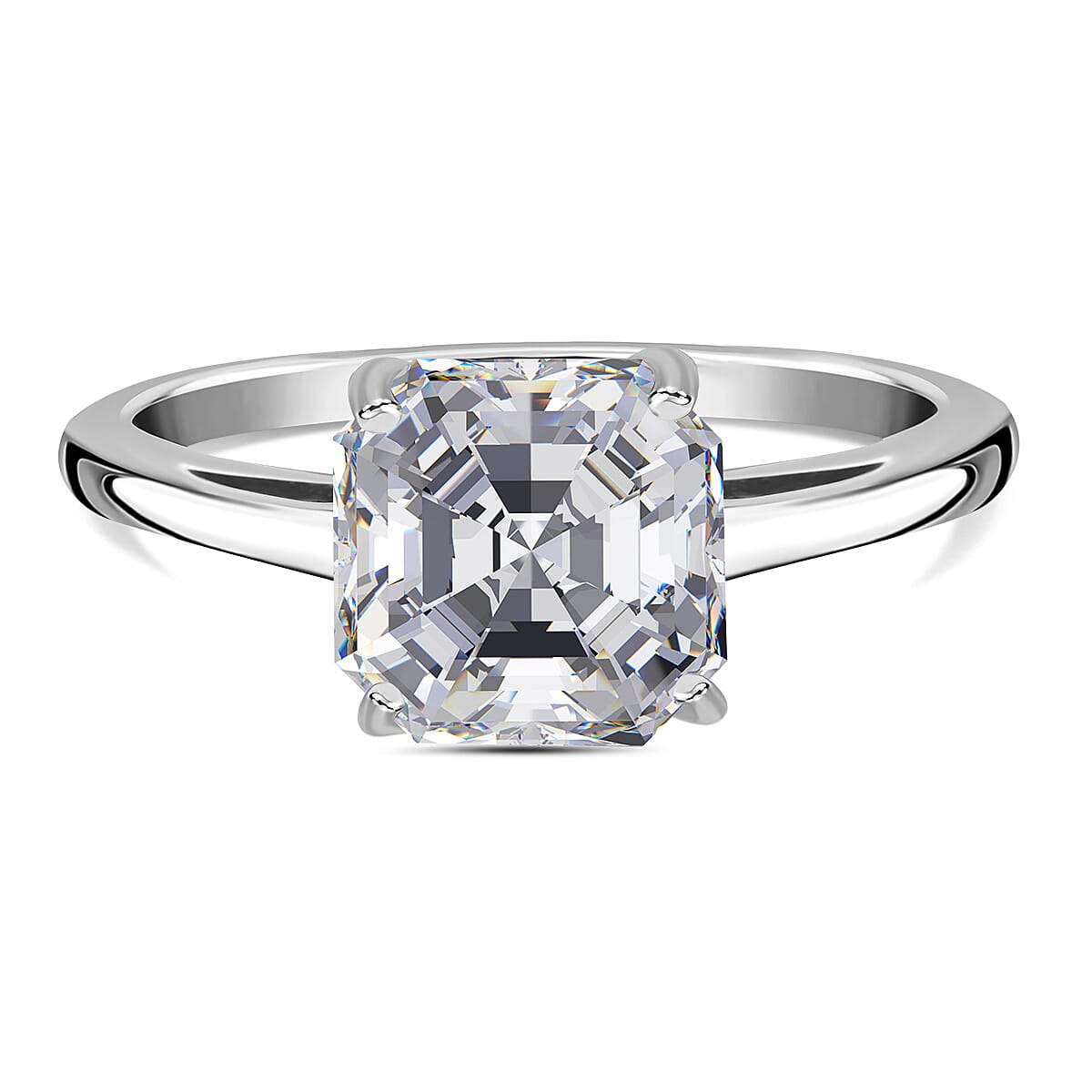 Cubic Zirconia Solitaire Ring in Rhodium Overlay Sterling Silver 7676283 0