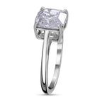 Cubic Zirconia Solitaire Ring in Rhodium Overlay Sterling Silver