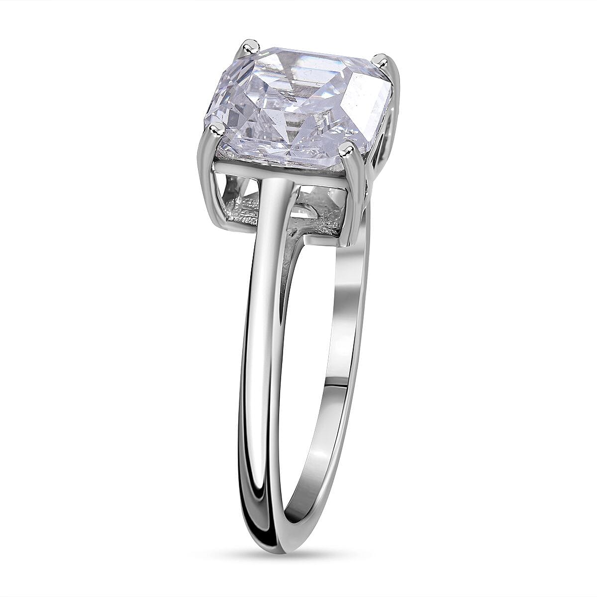 Cubic Zirconia Solitaire Ring in Rhodium Overlay Sterling Silver 7676283 4