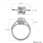 Cubic Zirconia Solitaire Ring in Rhodium Overlay Sterling Silver