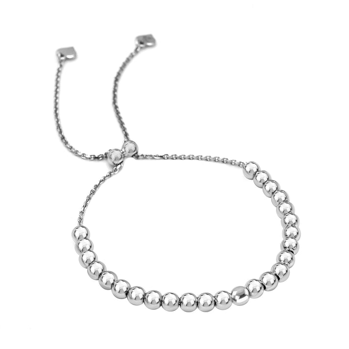 RACHEL GALLEY - Rhodium Overlay Sterling Silver Slider Balls Adjustable Bracelet (Size 6.5-8.5) 7676299 1