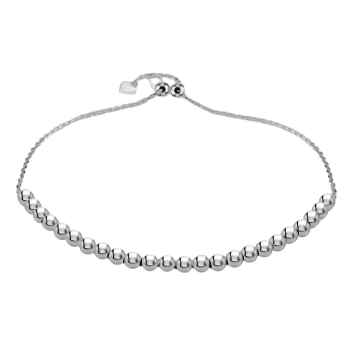 RACHEL GALLEY - Rhodium Overlay Sterling Silver Slider Balls Adjustable Bracelet (Size 6.5-8.5) 7676299 2