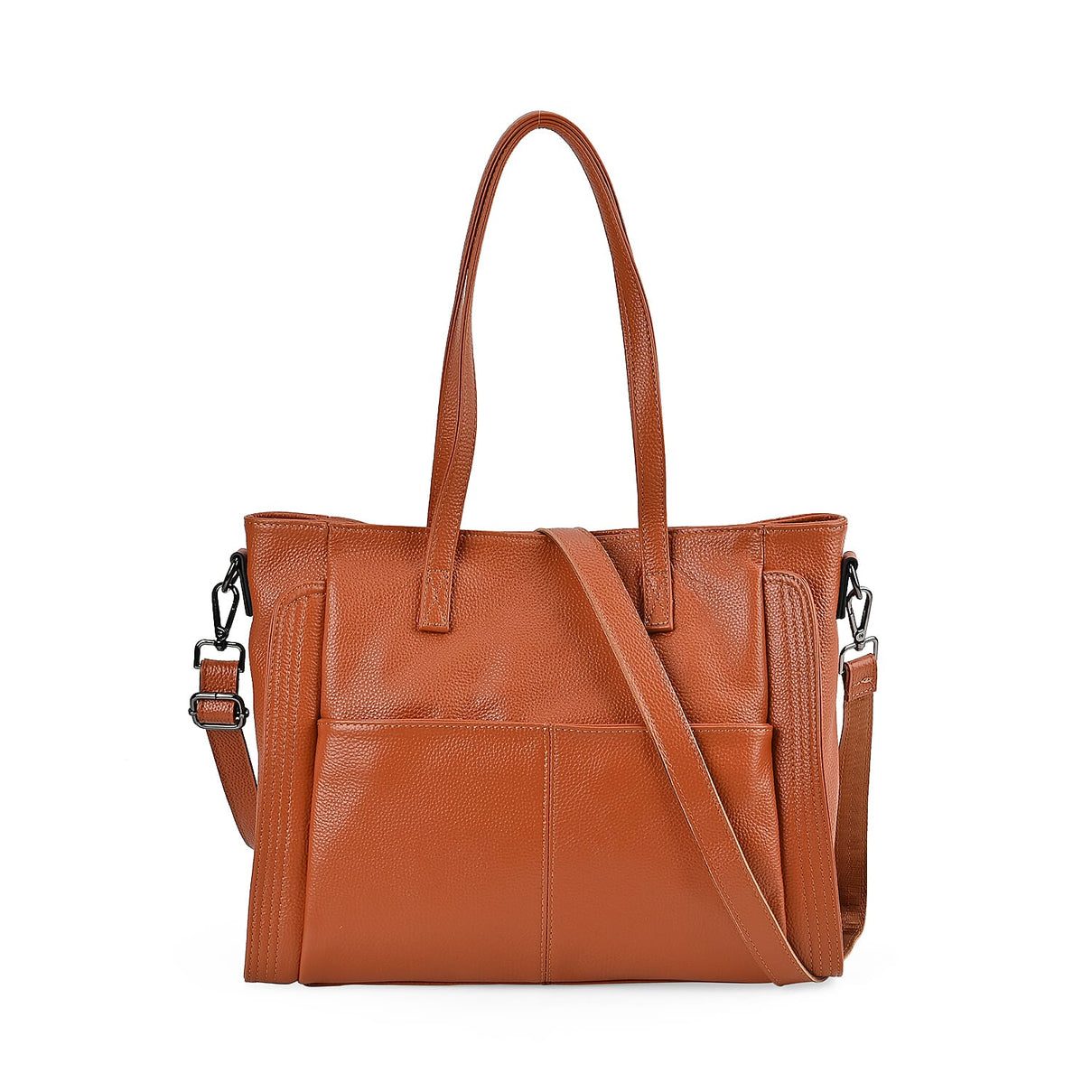 Premium Full Grain 100% Genuine Leather Tote Bag - Tan 7676683 0