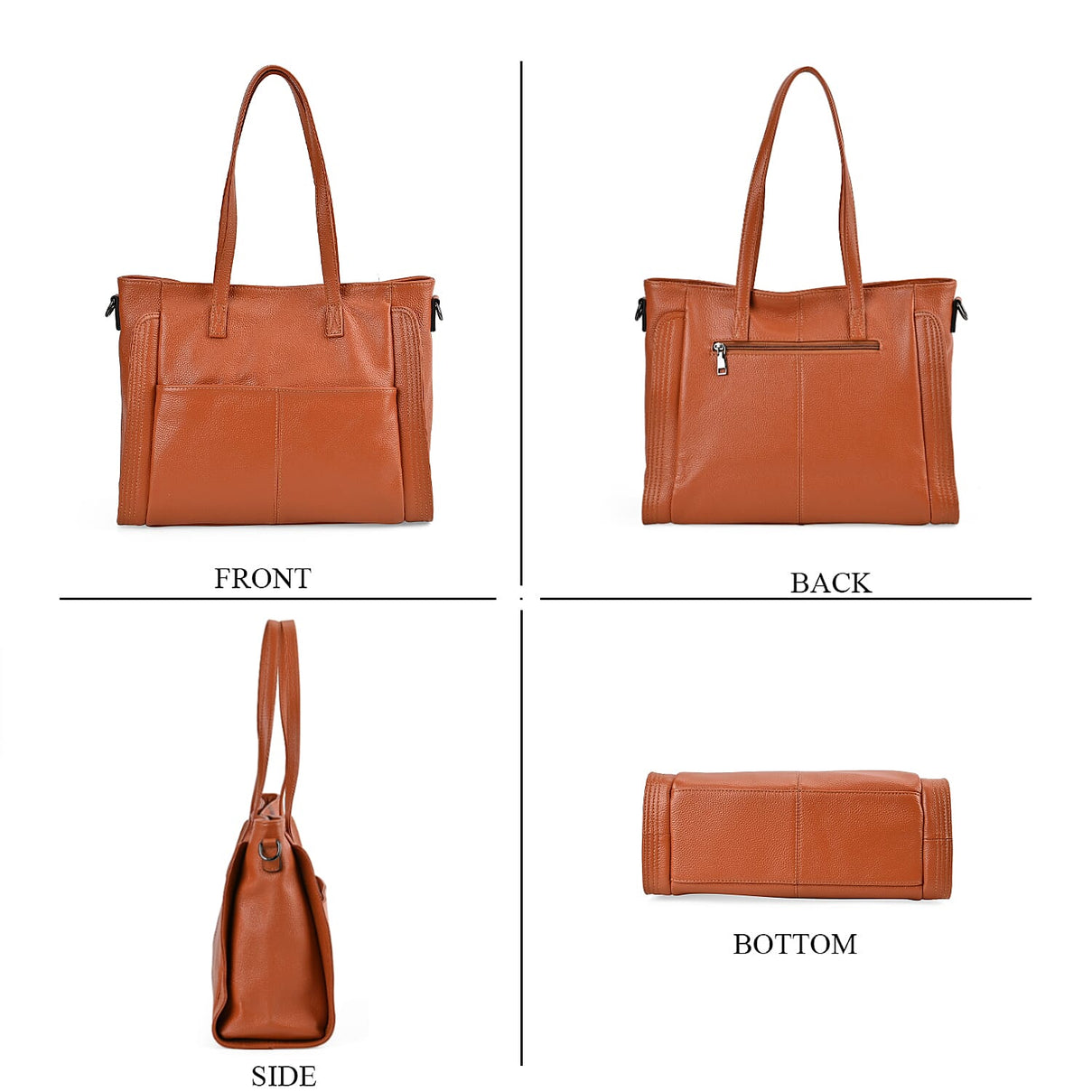 Premium Full Grain 100% Genuine Leather Tote Bag - Tan 7676683 3
