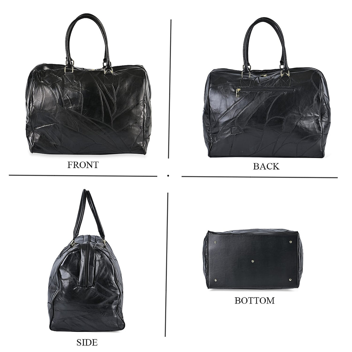 100% Genuine Leather DUFFLE Bag With Detachable Shoulder Strap - Black V32716718 4