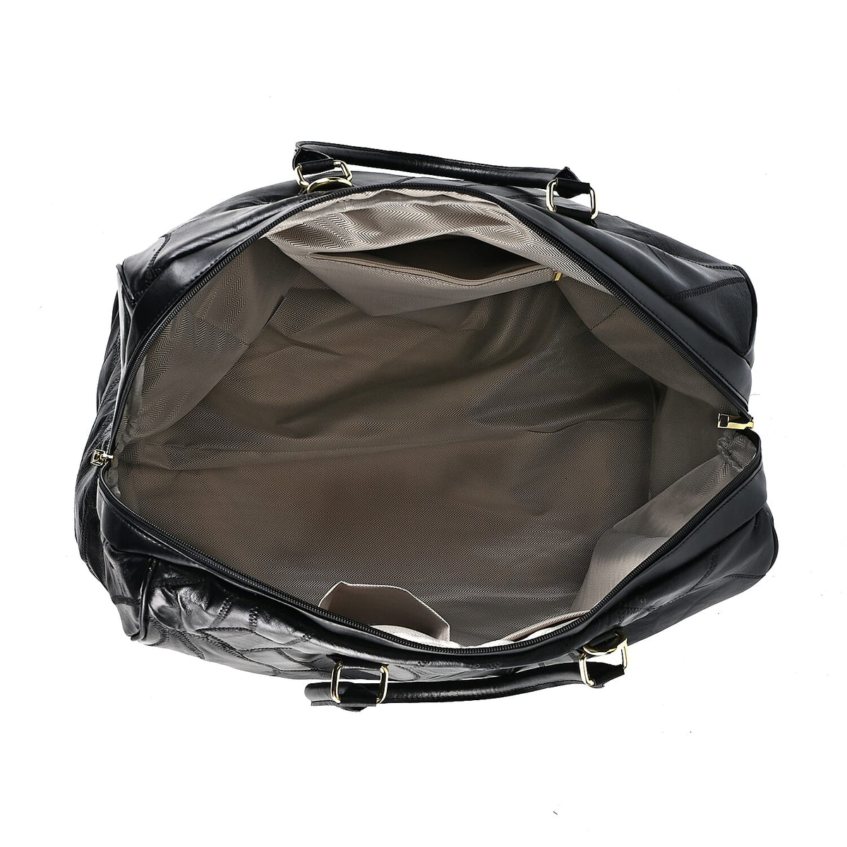 100% Genuine Leather DUFFLE Bag With Detachable Shoulder Strap - Black V32716718 5