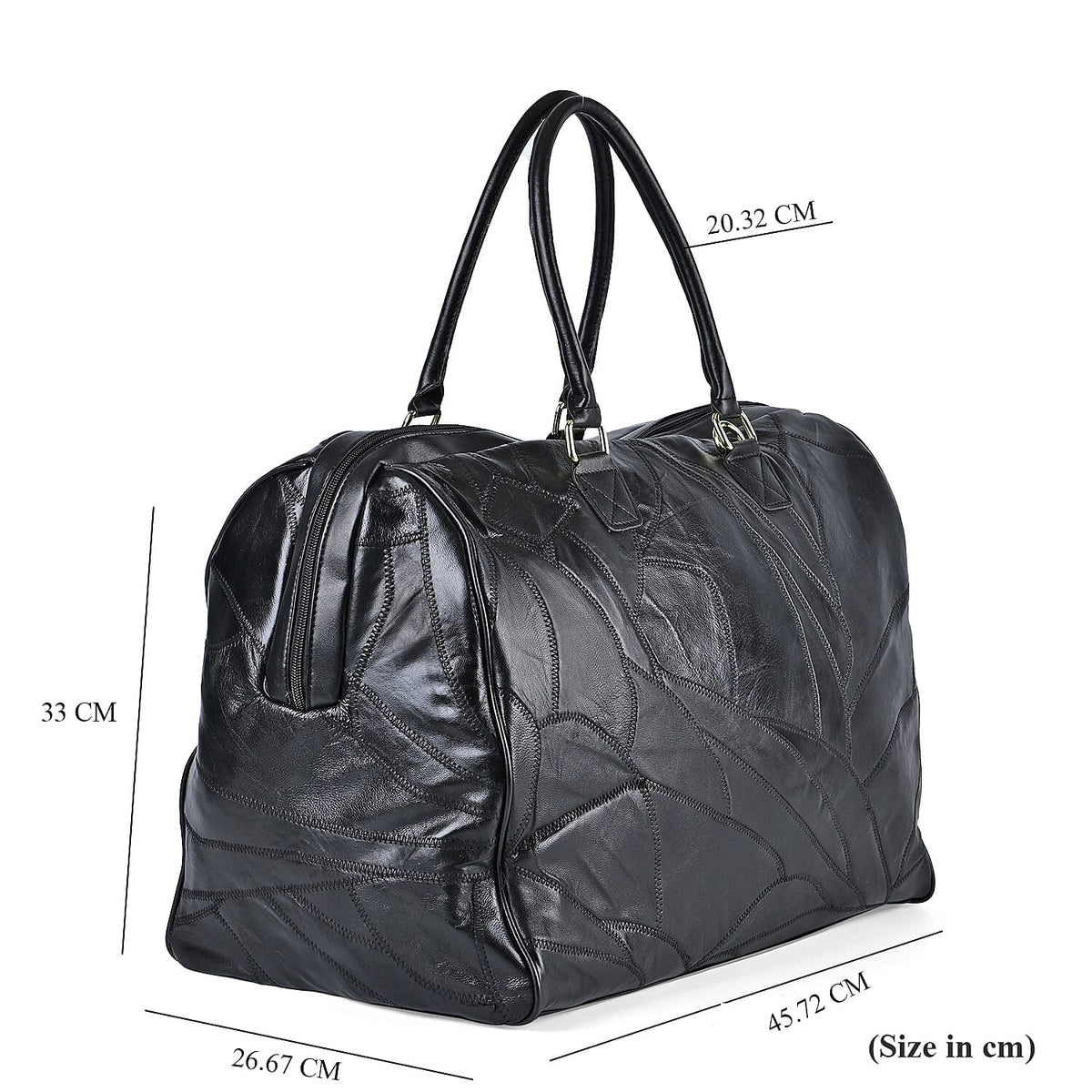 100% Genuine Leather DUFFLE Bag With Detachable Shoulder Strap - Black V32716718 7