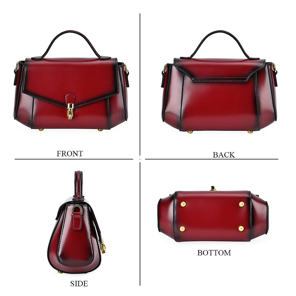 Designer Close Out - Genuine Leather Crossbody Bag with Shoulder Strap &amp; Exterior Zipped Pocket - Burgundy 7676912 3