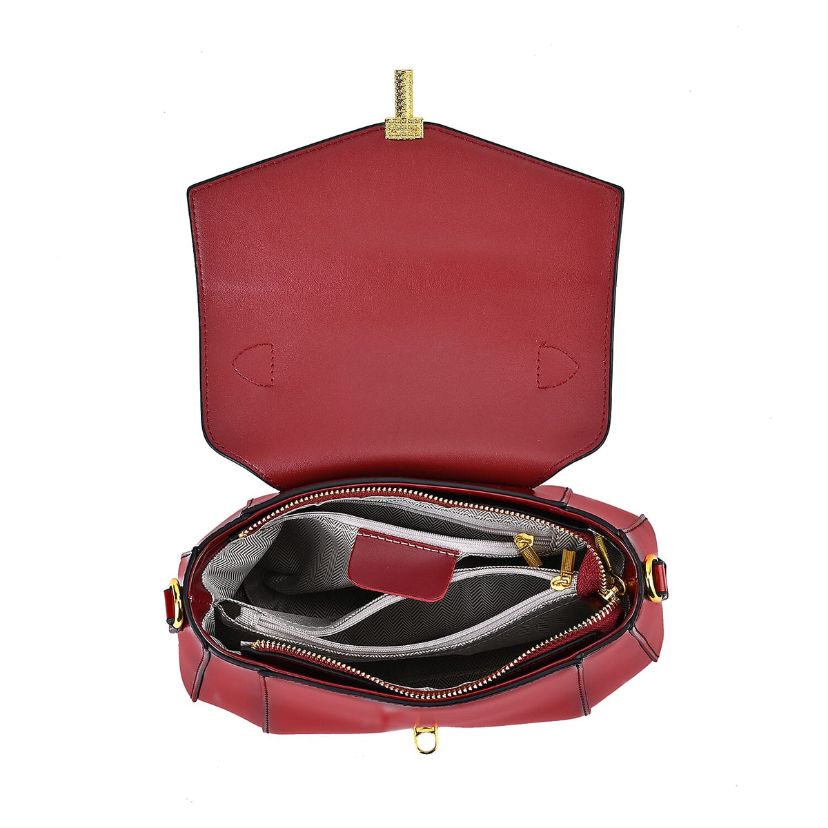 Designer Close Out - Genuine Leather Crossbody Bag with Shoulder Strap &amp; Exterior Zipped Pocket - Burgundy 7676912 4