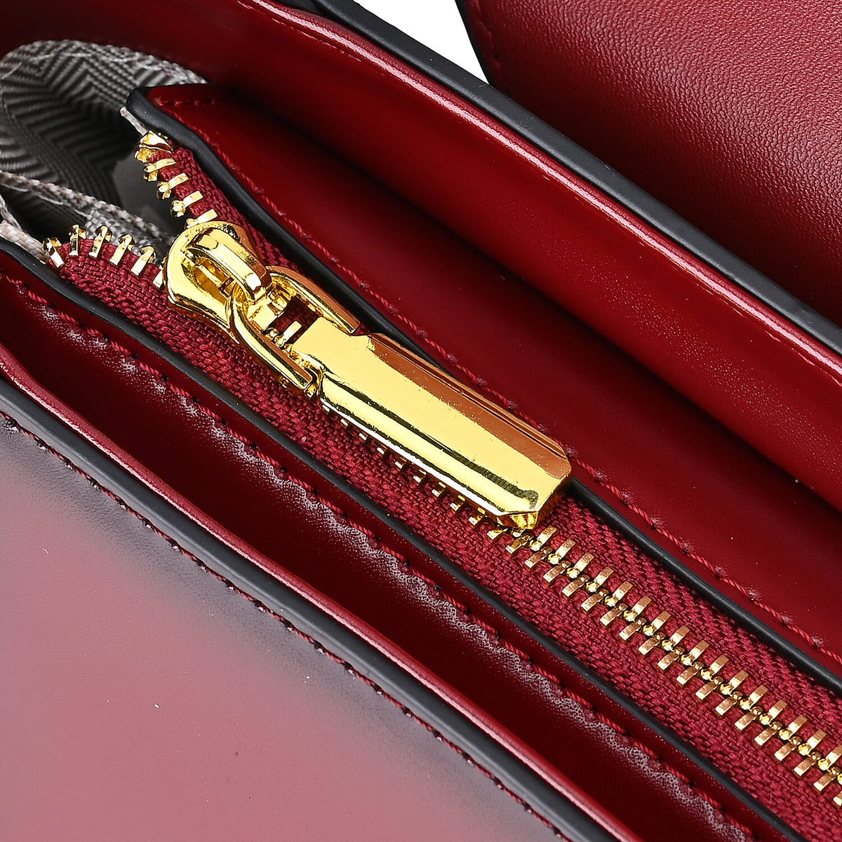 Designer Close Out - Genuine Leather Crossbody Bag with Shoulder Strap &amp; Exterior Zipped Pocket - Burgundy 7676912 5