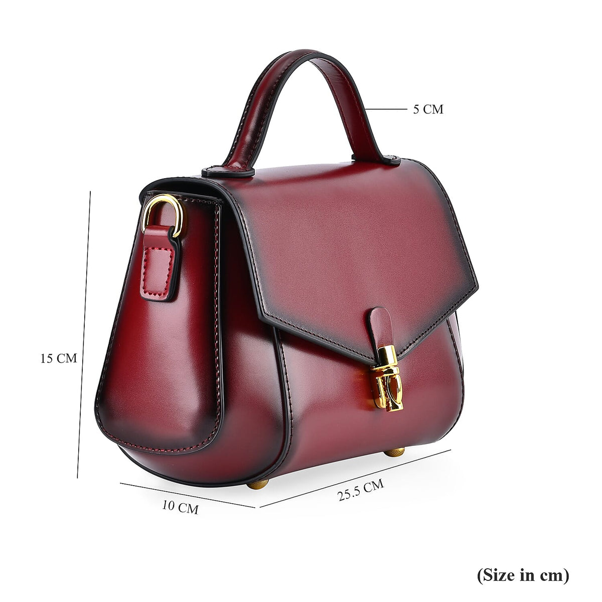 Designer Close Out - Genuine Leather Crossbody Bag with Shoulder Strap &amp; Exterior Zipped Pocket - Burgundy 7676912 6