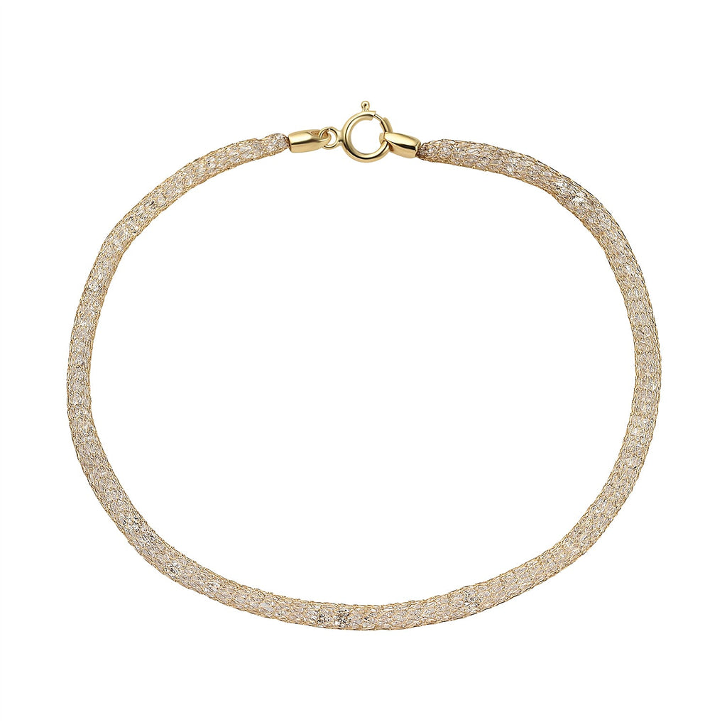 Maestro Collection - 9K Yellow Gold Cubic Zirconia Crochet Bracelet (Size - 7.5)