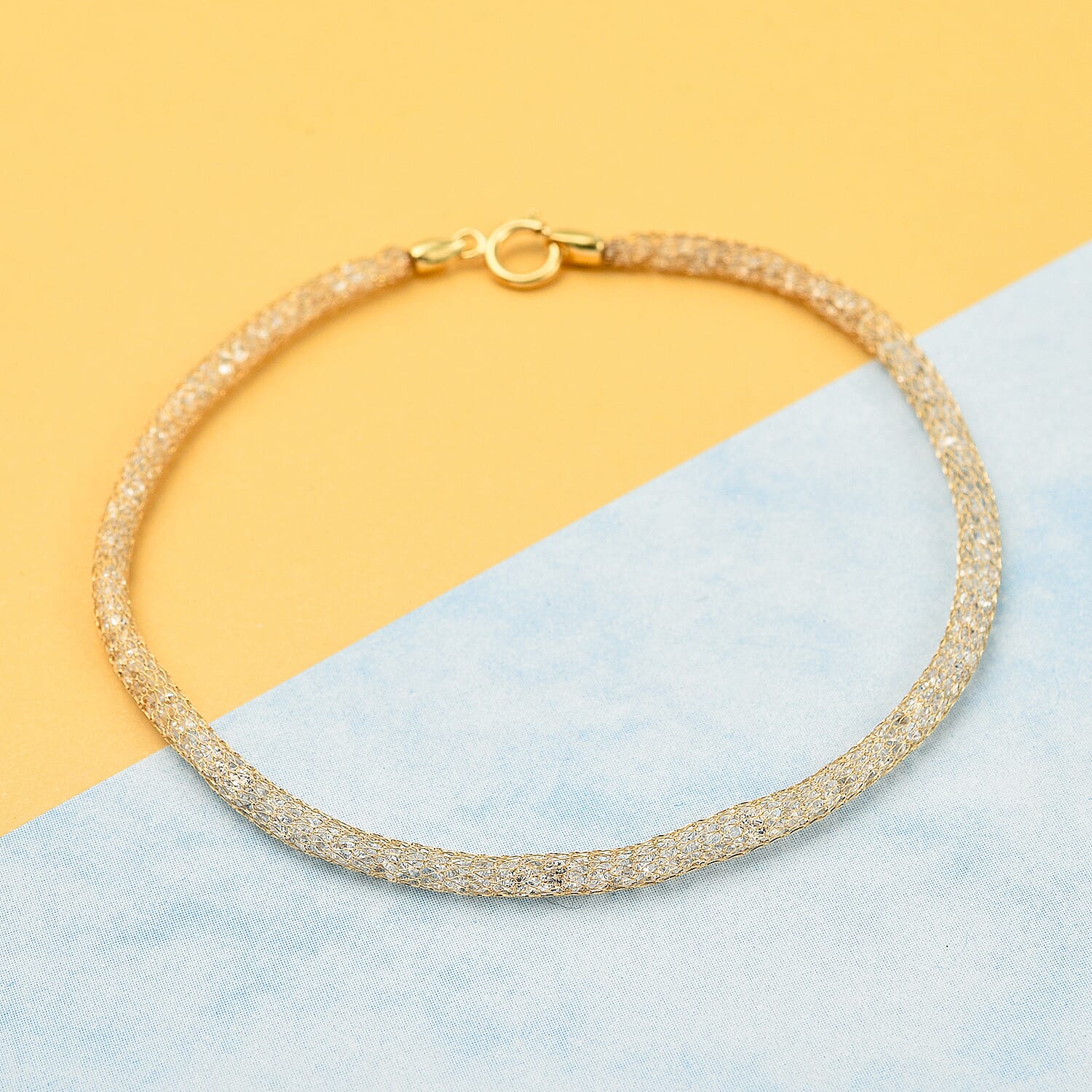 Maestro Collection - 9K Yellow Gold Cubic Zirconia Crochet Bracelet (Size - 7.5) 7678892 1
