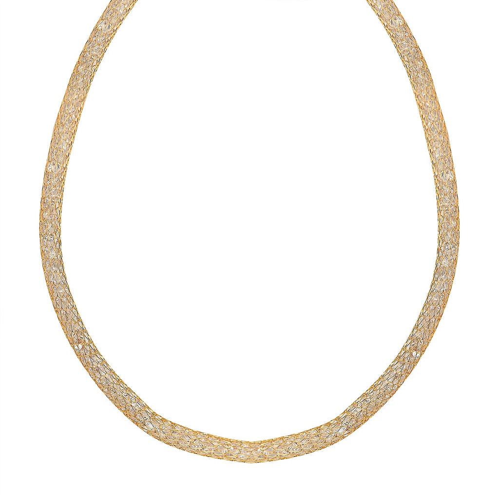 Close Out Deal  - 9K Yellow Gold Cubic Zirconia Crochet Necklace (Size - 20)