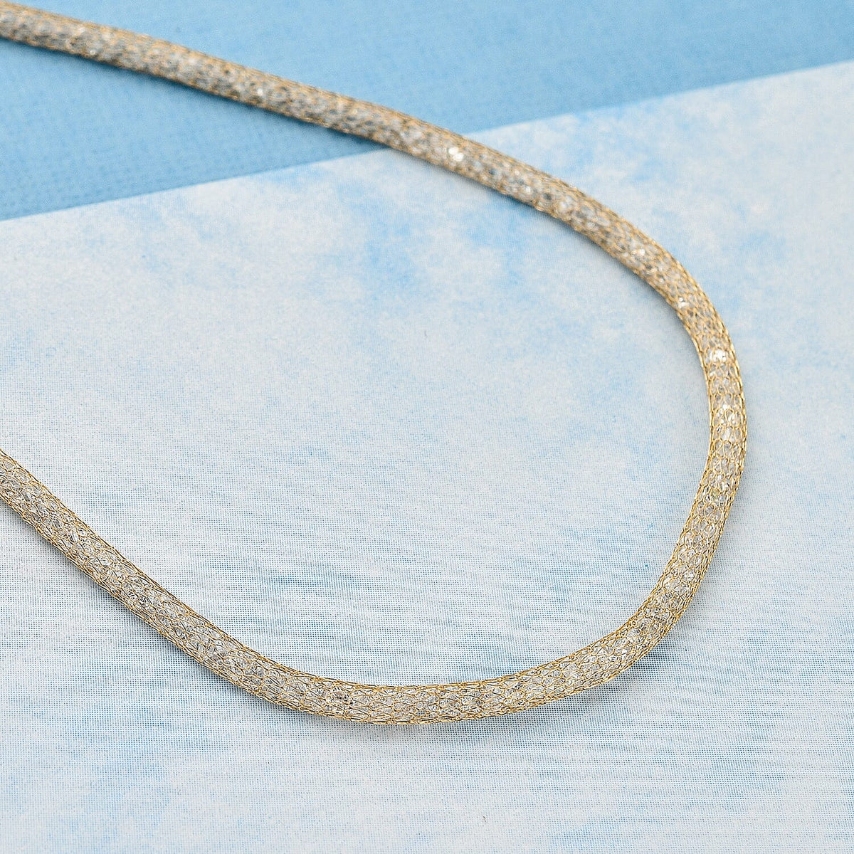 Close Out Deal  - 9K Yellow Gold Cubic Zirconia Crochet Necklace (Size - 20) 7678907 1
