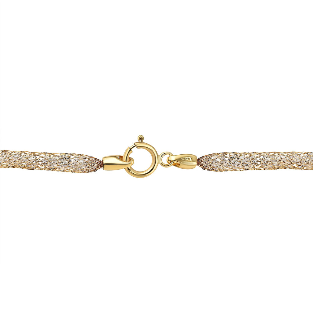 Close Out Deal  - 9K Yellow Gold Cubic Zirconia Crochet Necklace (Size - 20)