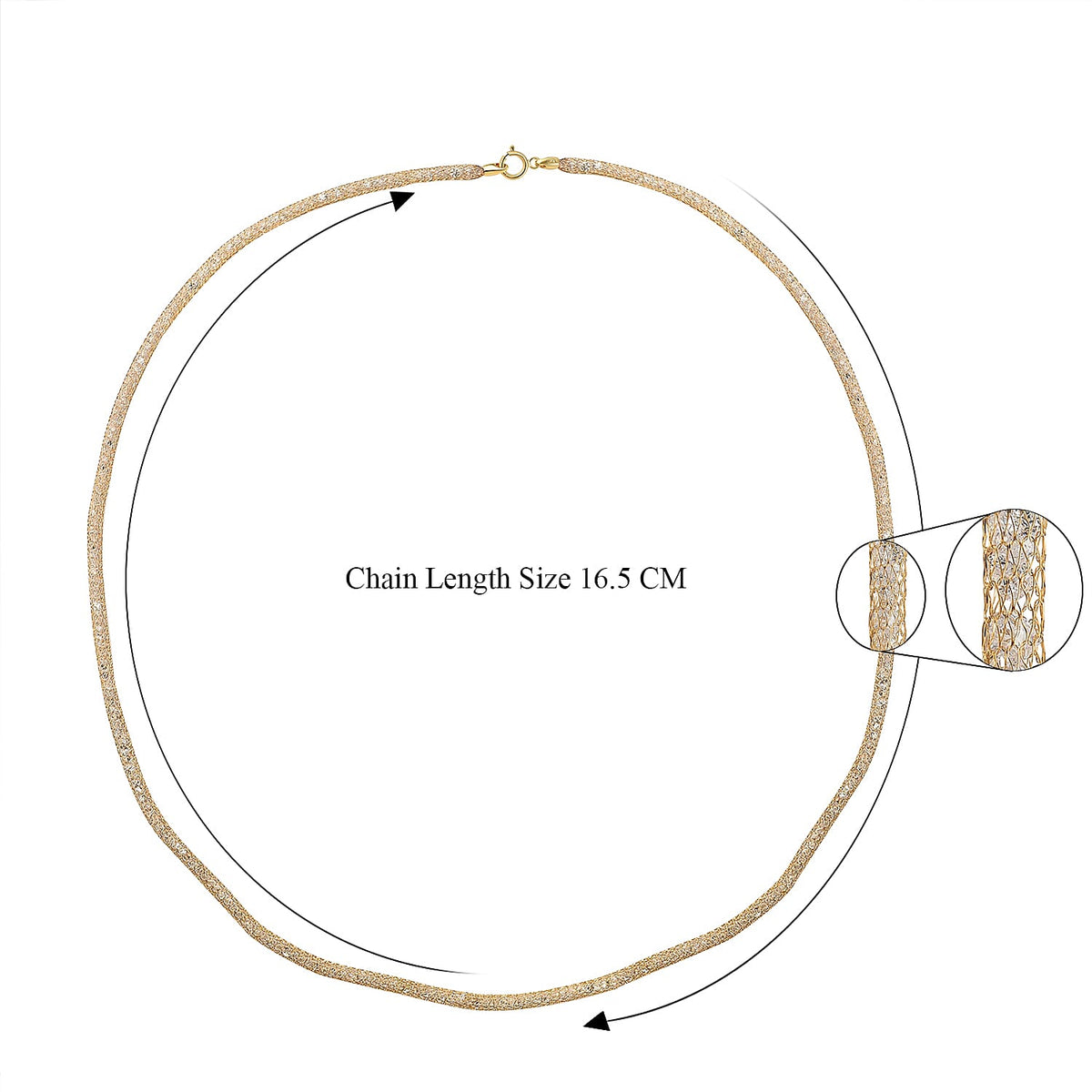 Close Out Deal  - 9K Yellow Gold Cubic Zirconia Crochet Necklace (Size - 20) 7678907 4