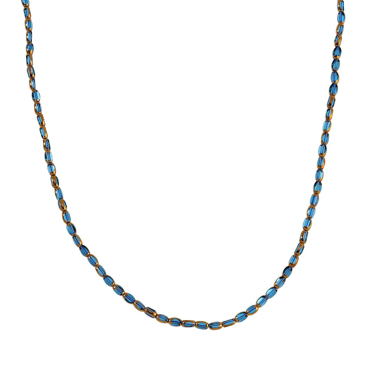 Light Blue Austrian Crystal Necklace (Size - 20) in Two Tone (Silver &amp; Gold) 7678963 0