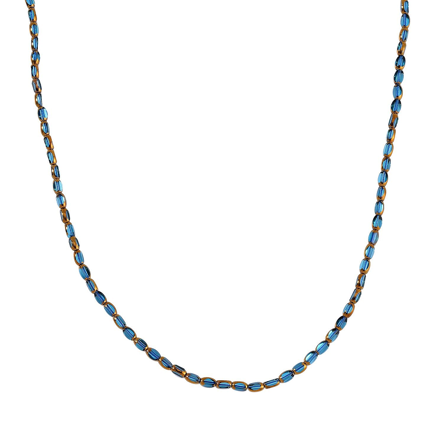 Light Blue Austrian Crystal Necklace (Size - 20) in Two Tone (Silver &amp; Gold) 7678963 0