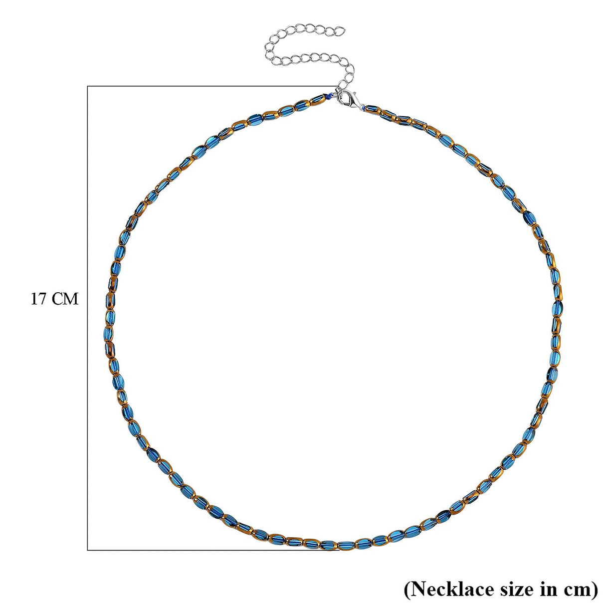 Light Blue Austrian Crystal Necklace (Size - 20) in Two Tone (Silver &amp; Gold) 7678963 4