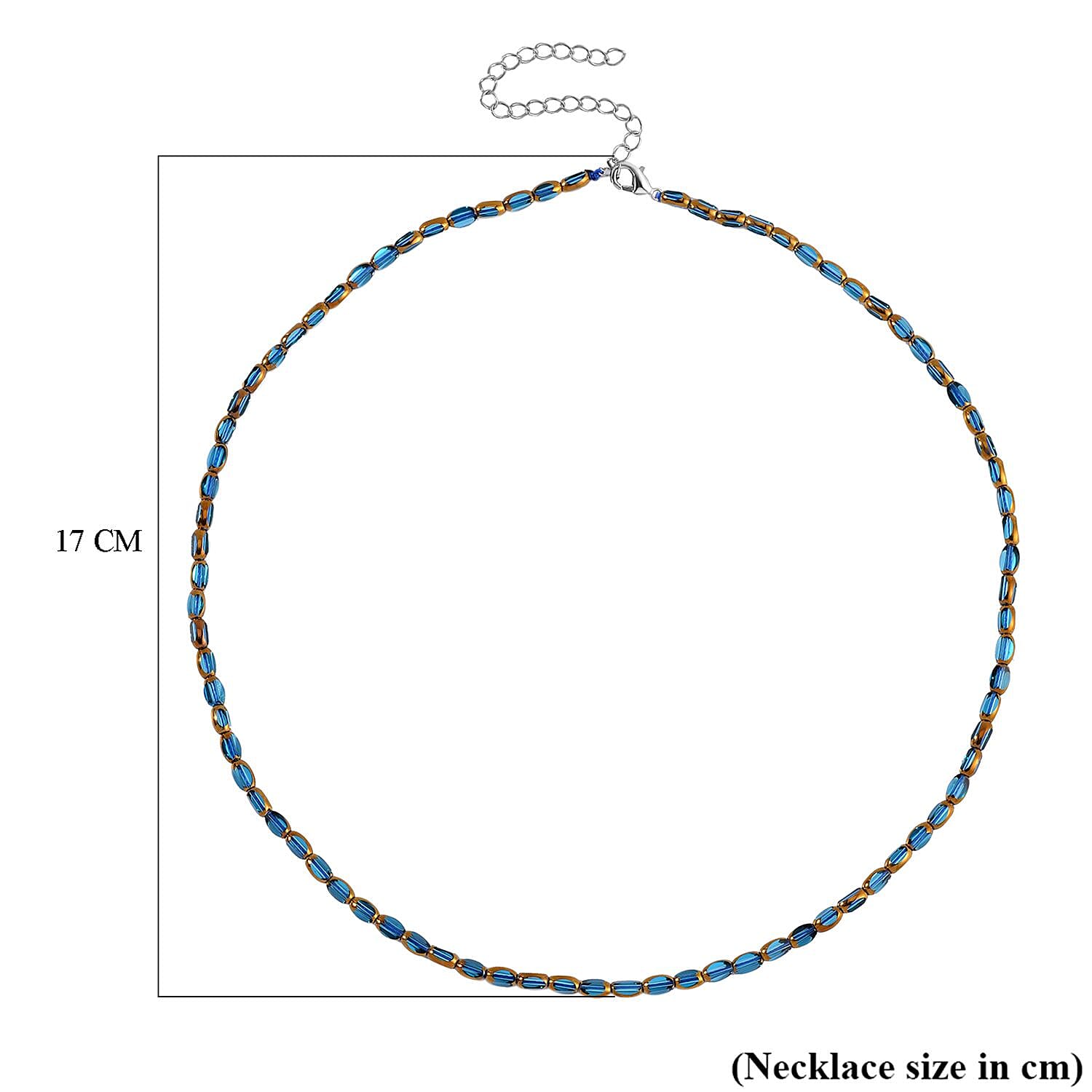 Light Blue Austrian Crystal Necklace (Size - 20) in Two Tone (Silver &amp; Gold) 7678963 4