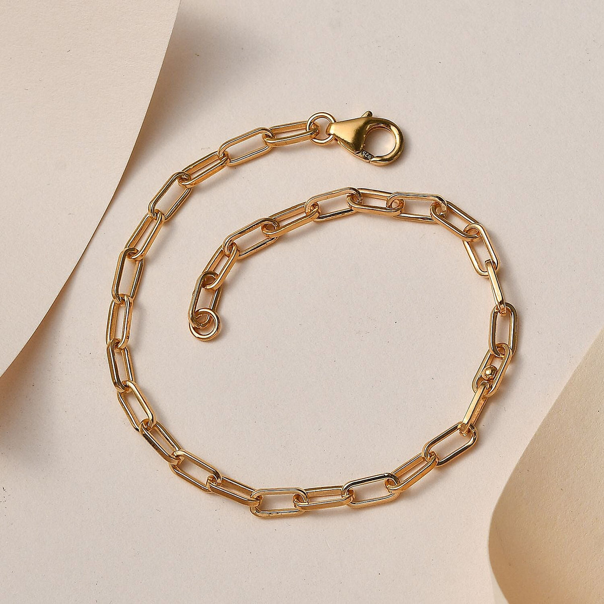 18K Vermeil Yellow Gold Sterling Silver Paperclip Necklace (Size - 20),  Silver Wt. 6.25 Gms 7681134 2