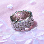 Lustro Stella - Cubic Zirconia Fire Cracker Full Eternity Band Ring in Rhodium Overlay Sterling Silver, Silver  Wt 7.10 Gms
