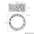 Lustro Stella - Cubic Zirconia Fire Cracker Full Eternity Band Ring in Rhodium Overlay Sterling Silver, Silver  Wt 7.10 Gms