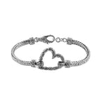 Royal Bali Collection- Sterling Silver Heart Bracelet (Size - 8)