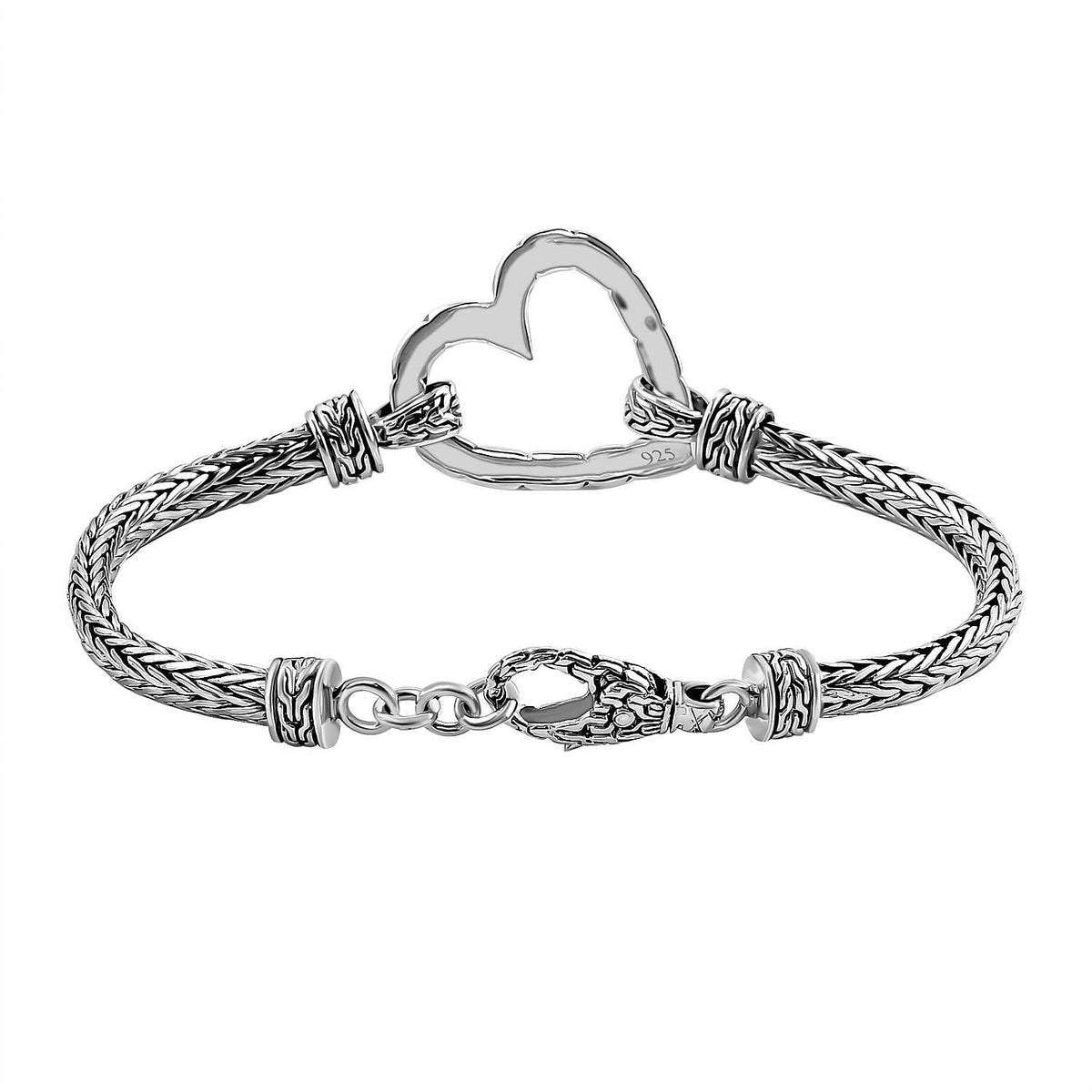Royal Bali Collection- Sterling Silver Heart Bracelet (Size - 7) 7681741 2