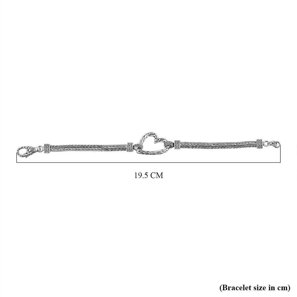 Royal Bali Collection- Sterling Silver Heart Bracelet (Size - 8)