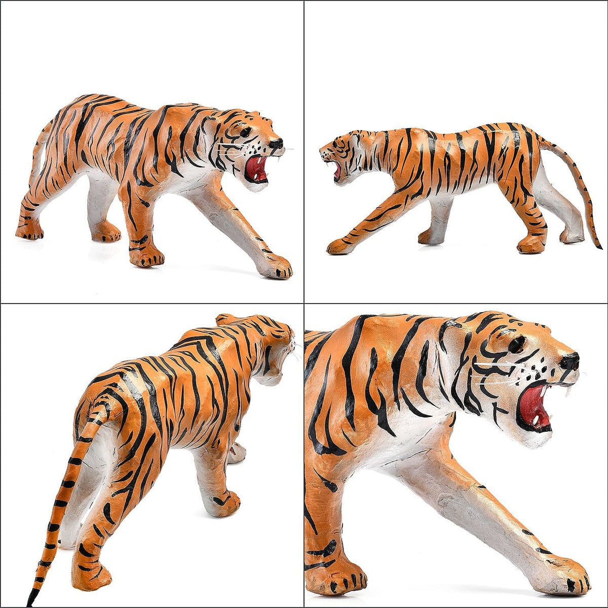 Handcrafted Pure Leather Tiger Figurine (Size 35x18x7 cm) - Brown 7685188 7