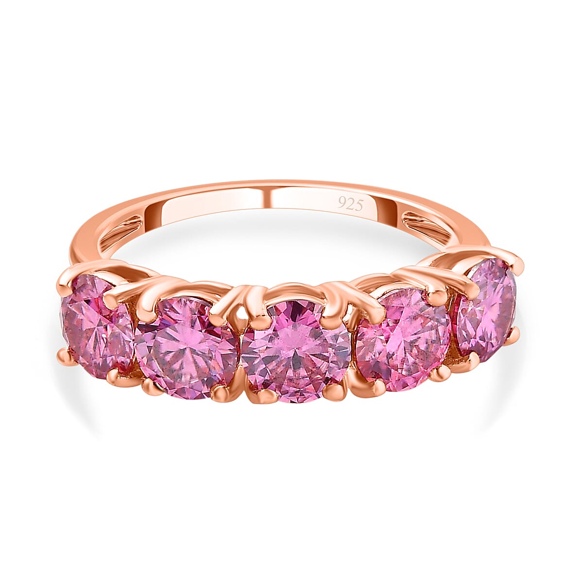 Pink Moissanite Half Eternity Ring in Vermeil RG Plated Sterling Silver 2.17 Ct. 7687111 0