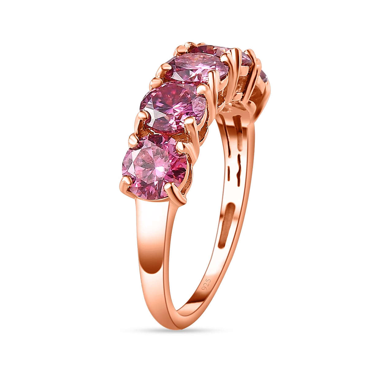 Pink Moissanite Half Eternity Ring in Vermeil RG Plated Sterling Silver 2.17 Ct. 7687111 3