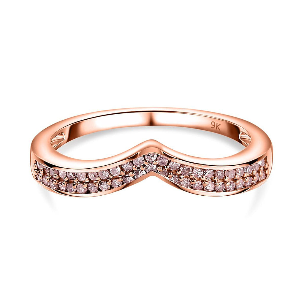 Valentine Day Special 9K Rose Gold Certified Pink Diamond Wishbone Ring 0.25 Ct