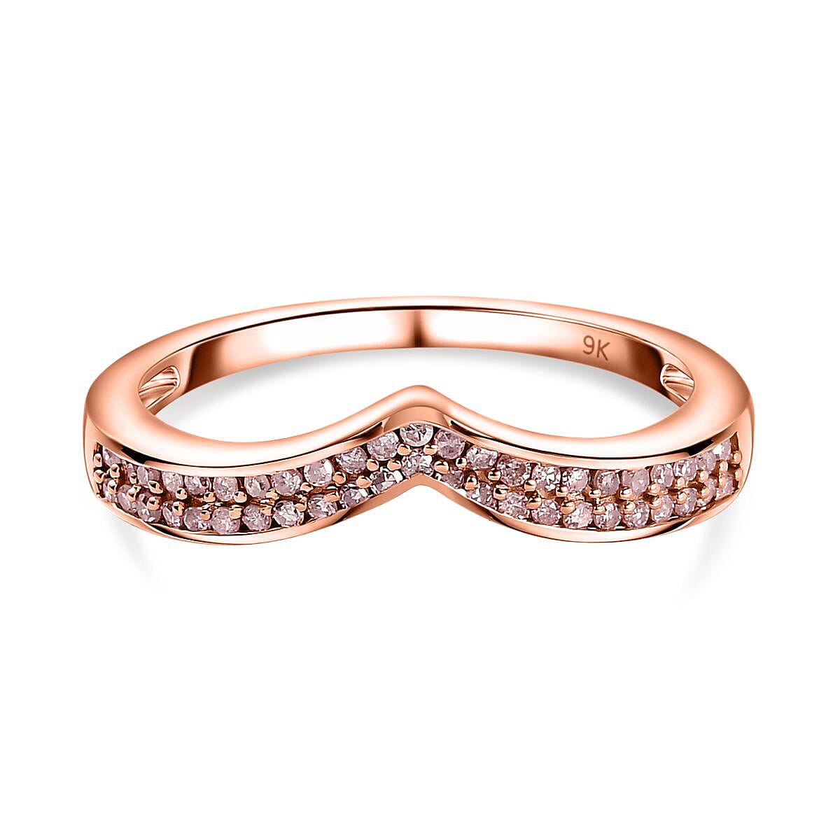 Valentine Day Special 9K Rose Gold Certified Pink Diamond Wishbone Ring 0.25 Ct 7688271 0