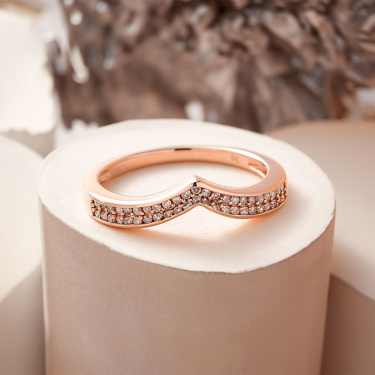 Valentine Day Special 9K Rose Gold Certified Pink Diamond Wishbone Ring 0.25 Ct 7688271 1