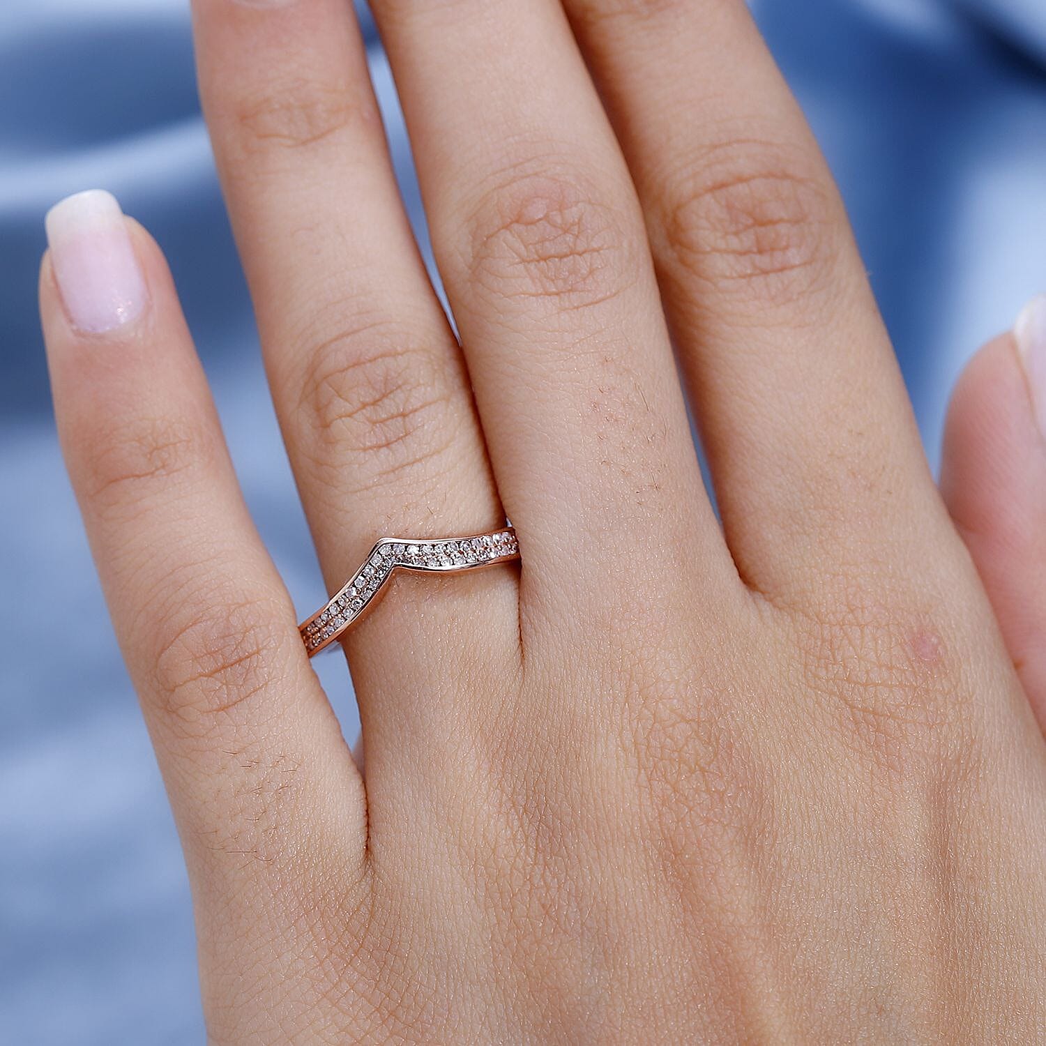 Valentine Day Special 9K Rose Gold Certified Pink Diamond Wishbone Ring 0.25 Ct 7688271 2