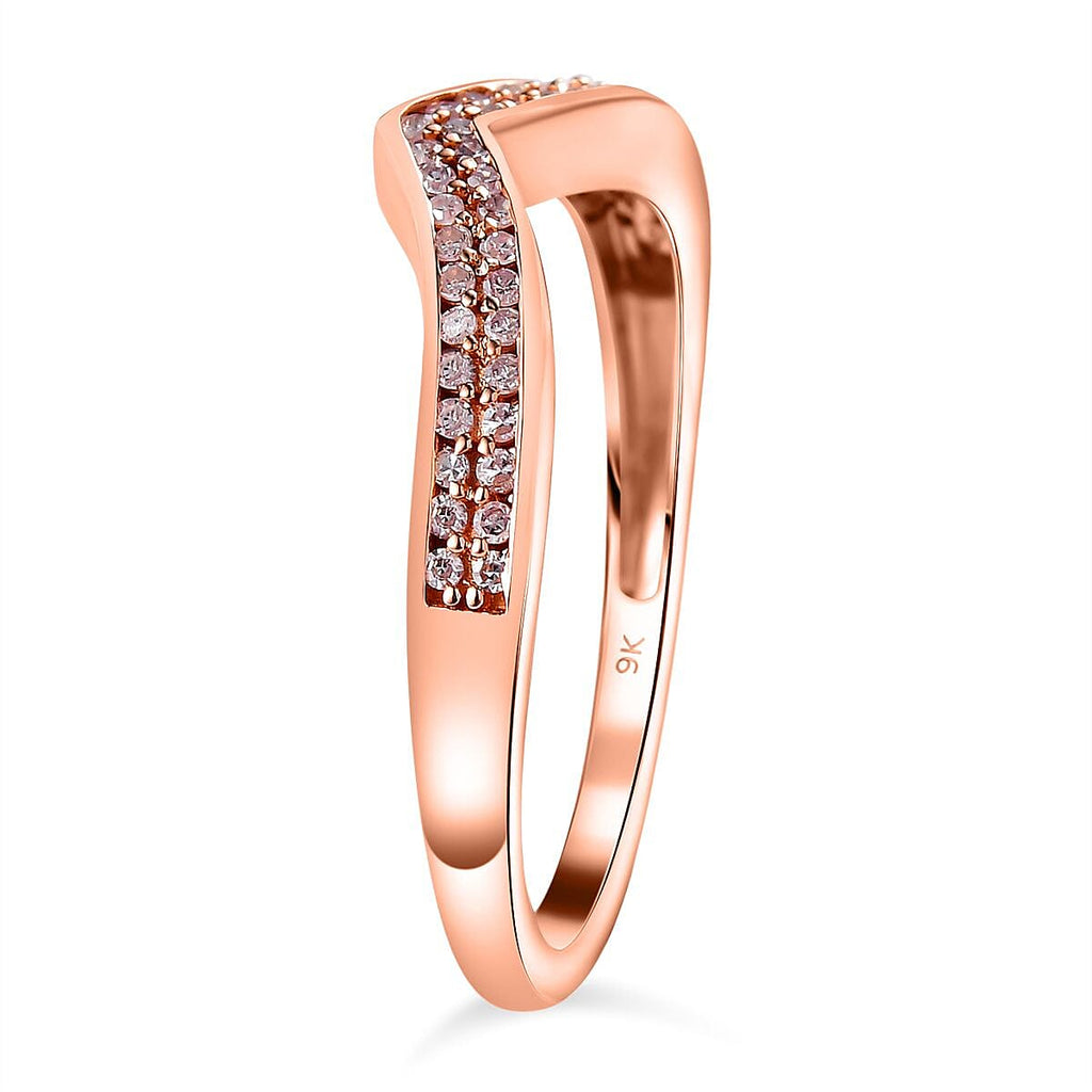 Valentine Day Special 9K Rose Gold Certified Pink Diamond Wishbone Ring 0.25 Ct