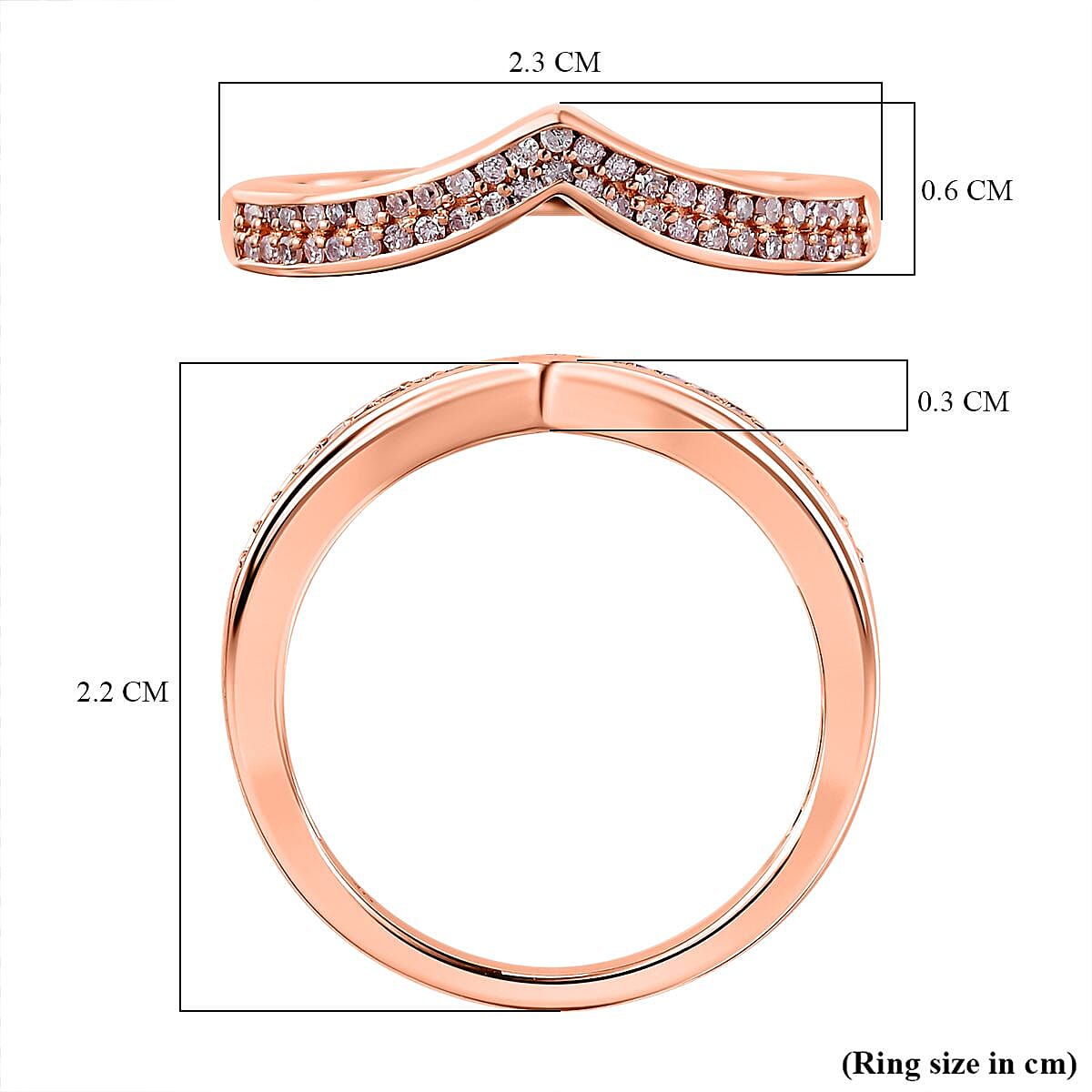 Valentine Day Special 9K Rose Gold Certified Pink Diamond Wishbone Ring 0.25 Ct 7688271 5