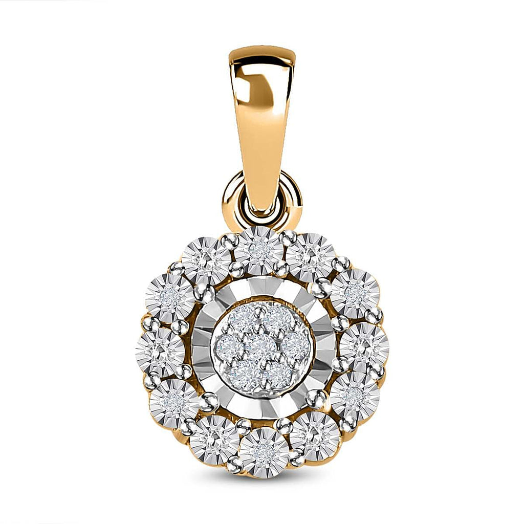 18K Gold Vermeil Sterling Silver Natural Diamond Cluster Pendant