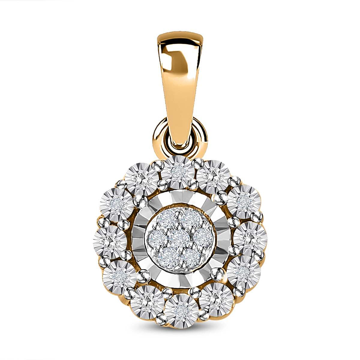 White Diamond Fancy Pendant in 18K Vermeil Yellow Gold Plated Sterling Silver 0.07 ct  0.073  Ct. 7688796 0