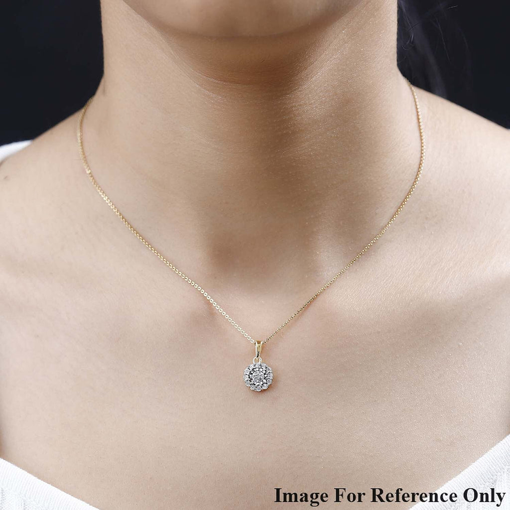 18K Gold Vermeil Sterling Silver Natural Diamond Cluster Pendant