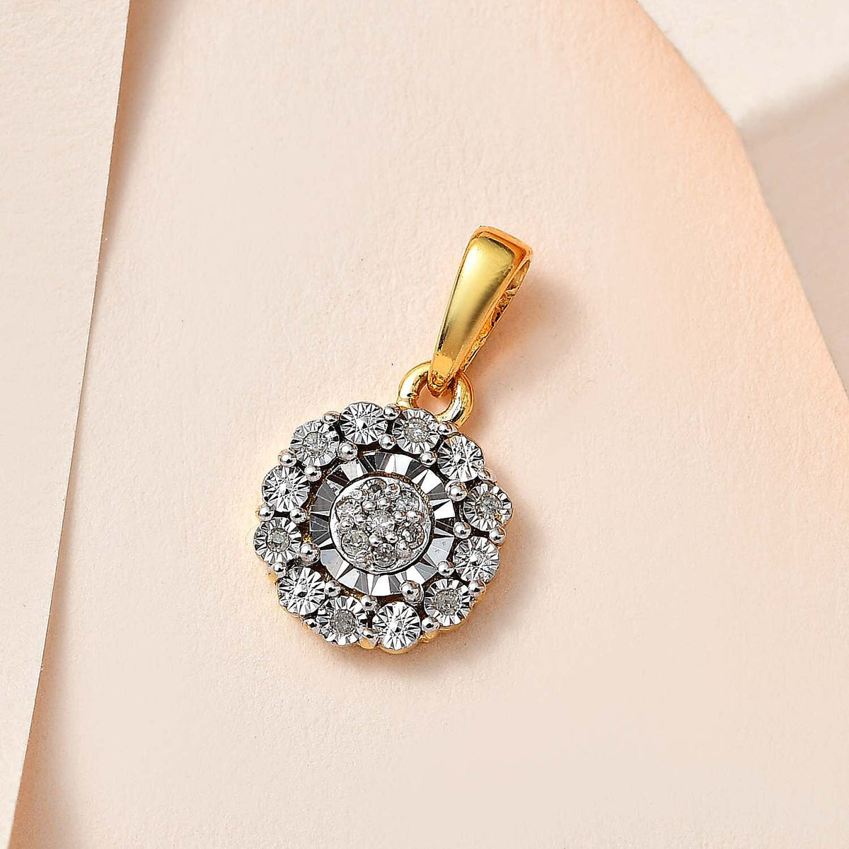 White Diamond Fancy Pendant in 18K Vermeil Yellow Gold Plated Sterling Silver 0.07 ct  0.073  Ct. 7688796 3