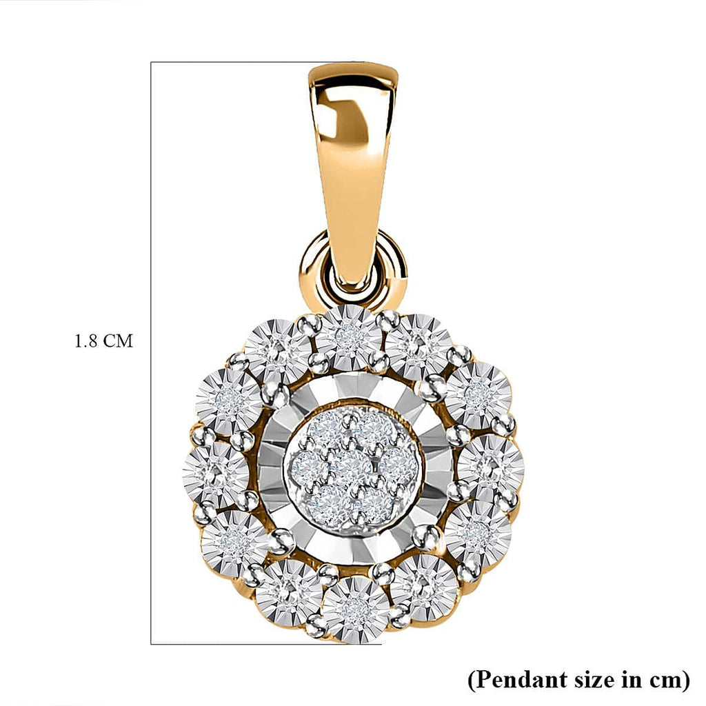 18K Gold Vermeil Sterling Silver Natural Diamond Cluster Pendant